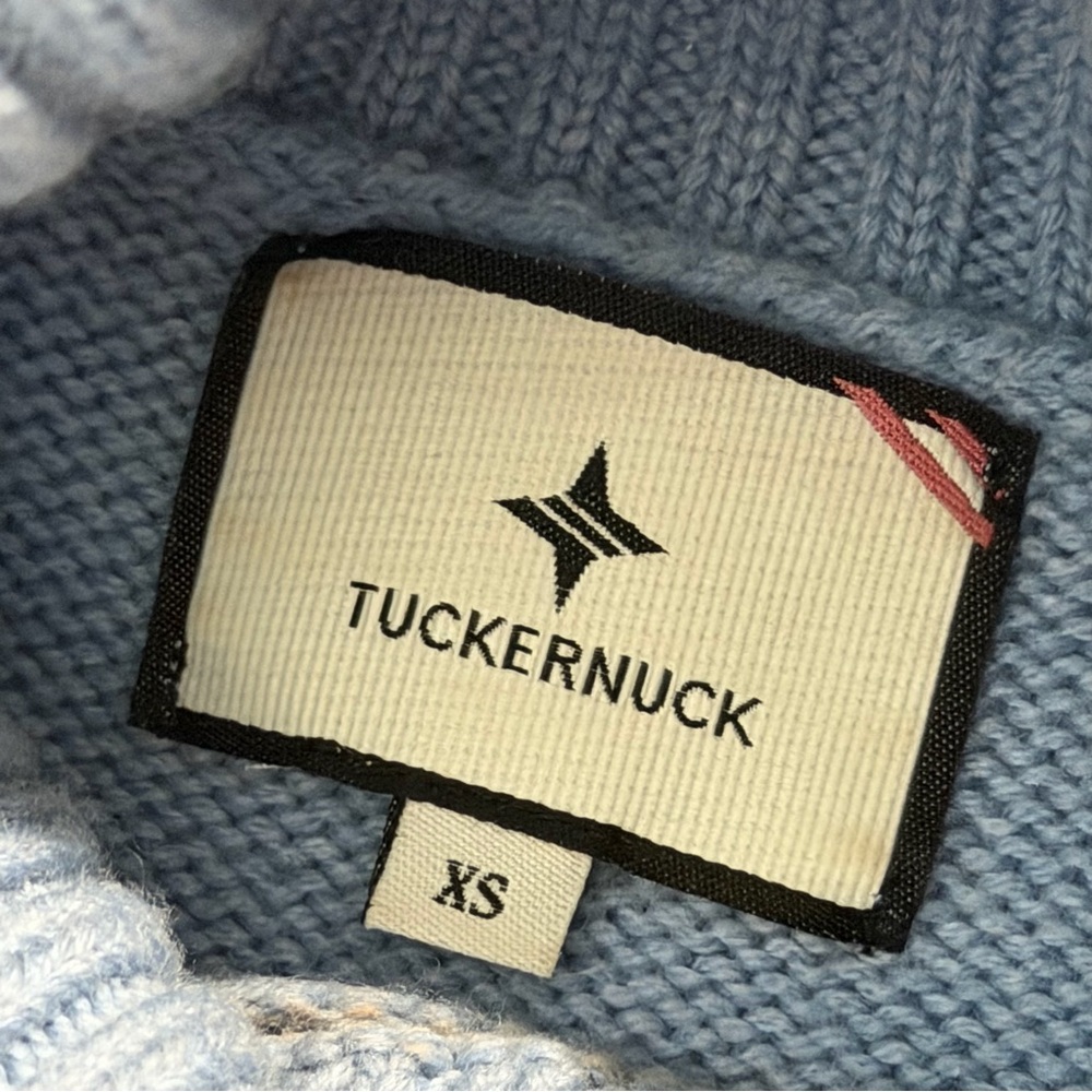 Tuckernuck Sophia Side Button Striped Wool Turtleneck Sweater Size XS‎ Blue Knit - Picture 4 of 5